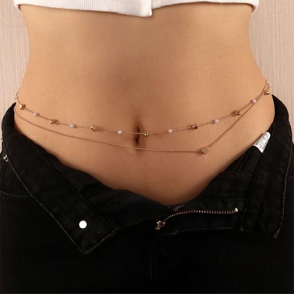 🧡 3 for $20 Belly Waist Chains, Gold Plated, Hearts, Simulated Pearls - Picture 1 of 4